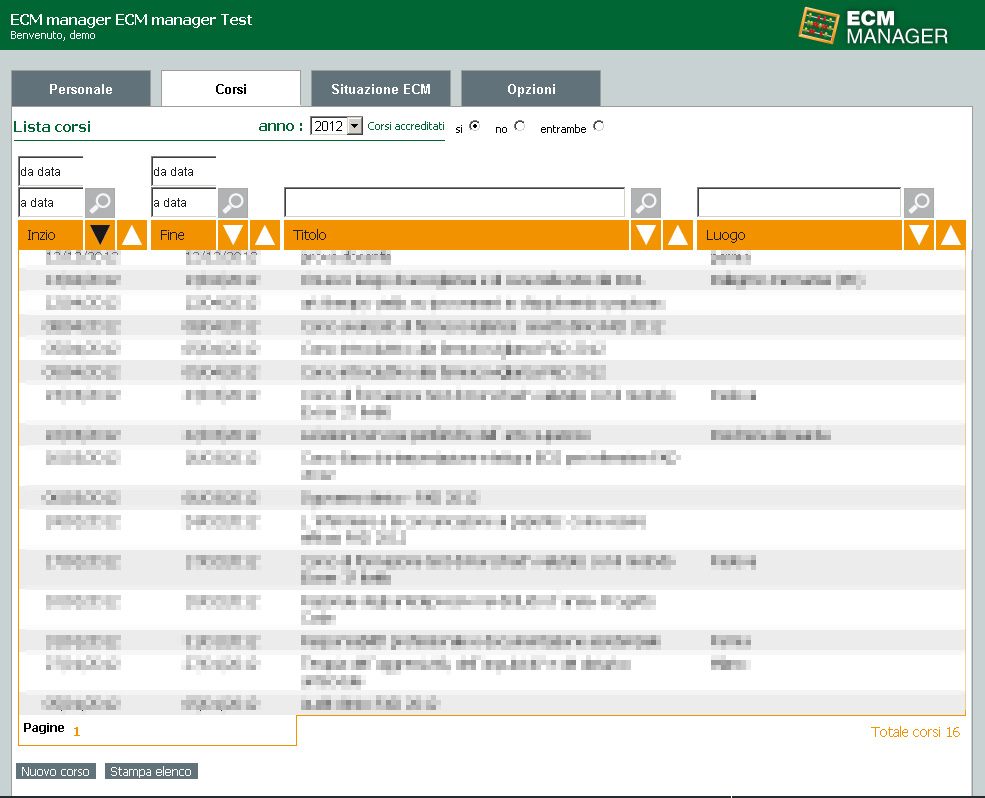 Anagrafica corsi ECM